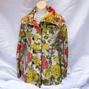 Colorful Floral Roses Coat Women’s Bomber Jacket, Floral Jacket